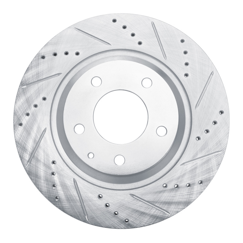 R1 04-11 Mazda RX-8 Rear Right Drilled & Slotted Silver Brake Rotor