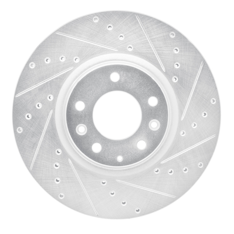 R1 06-07 Mazda 6 Front Right Drilled & Slotted Silver Brake Rotor