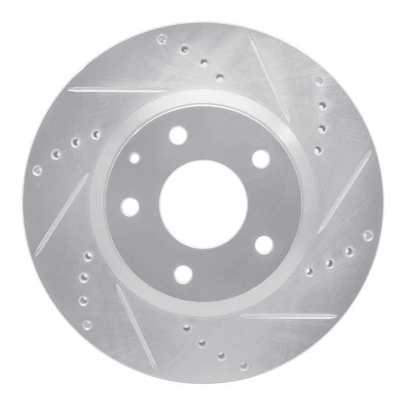 R1 14-24 Mazda 3 Front Right Drilled & Slotted Silver Brake Rotor