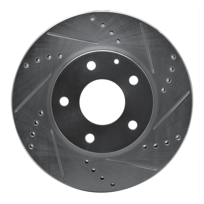 R1 14-24 Mazda 3 Front Right Drilled & Slotted Silver Brake Rotor