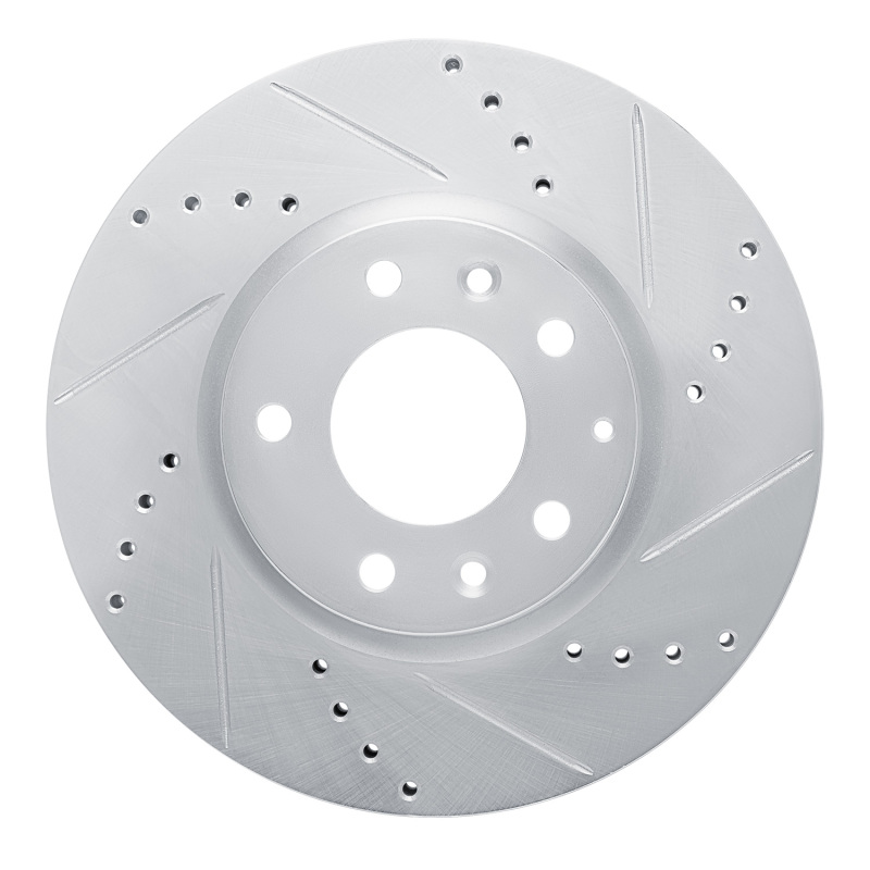 R1 07-12 Mazda CX-7 Front Right Drilled & Slotted Silver Brake Rotor