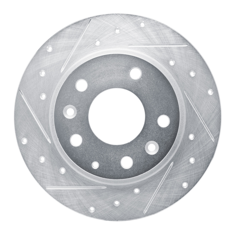 R1 14-25 Mazda 3 Rear Left Drilled & Slotted Silver Brake Rotor