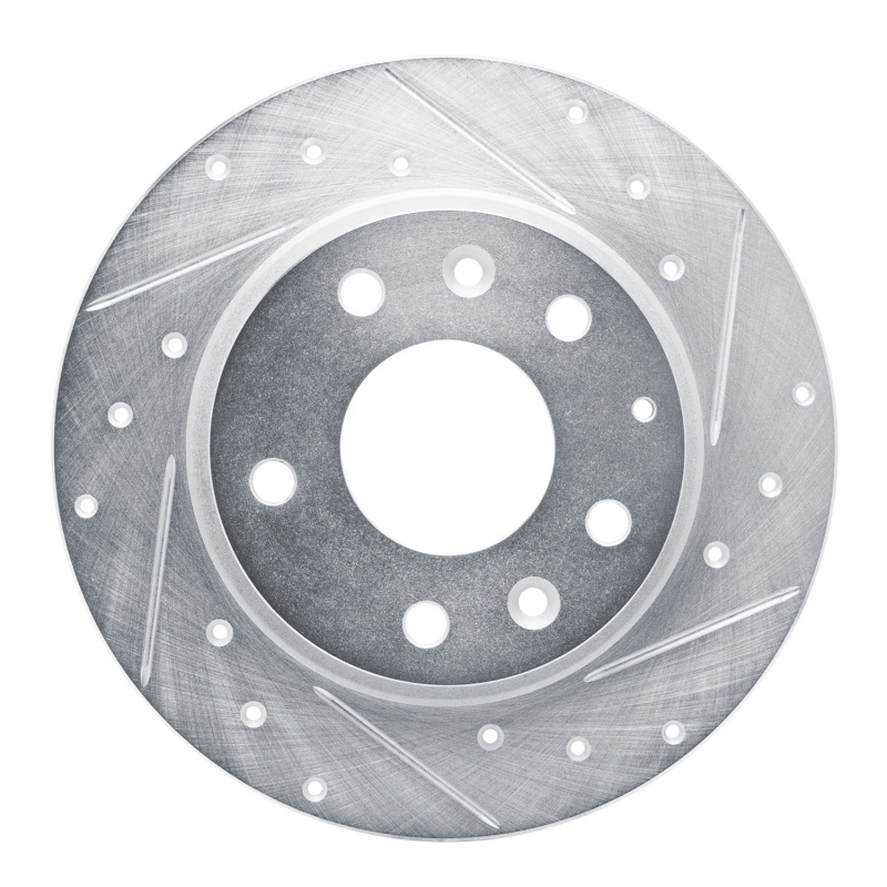 R1 14-25 Mazda 3 Rear Right Drilled & Slotted Silver Brake Rotor