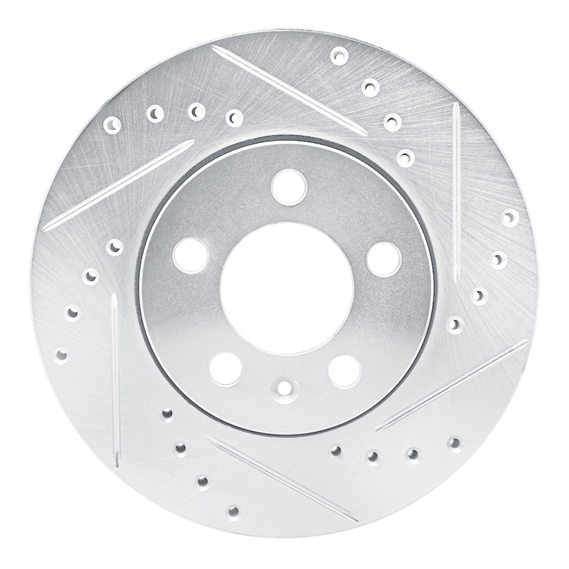 R1 03-18 Volkswagen Polo (Mexico) Front Right Drilled & Slotted Silver Brake Rotor